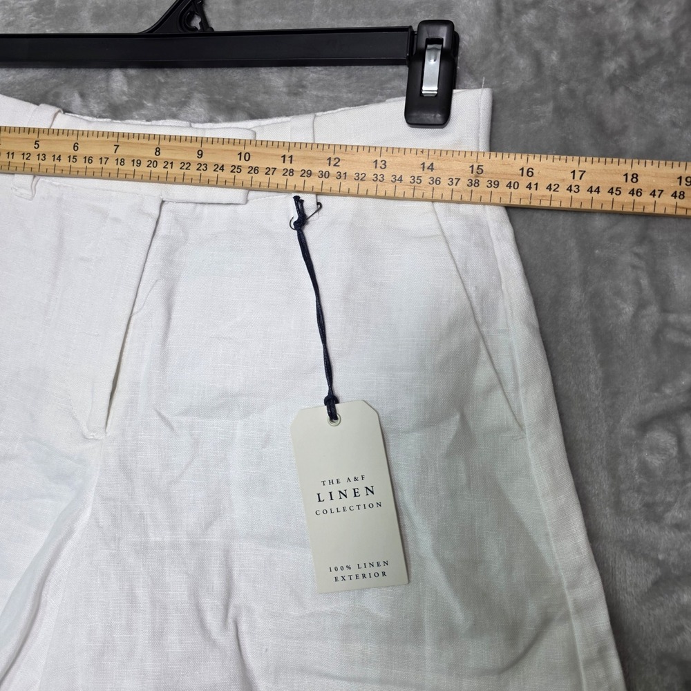 Abercrombie & Fitch White 100% Linen Shorts Women Size 26 NWT - Picture 5 of 8